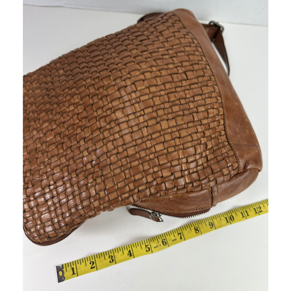 Vilenca Distressed Holland Emilia Woven Leather Backpack Purse Cognac Brown Boho - Picture 8 of 16